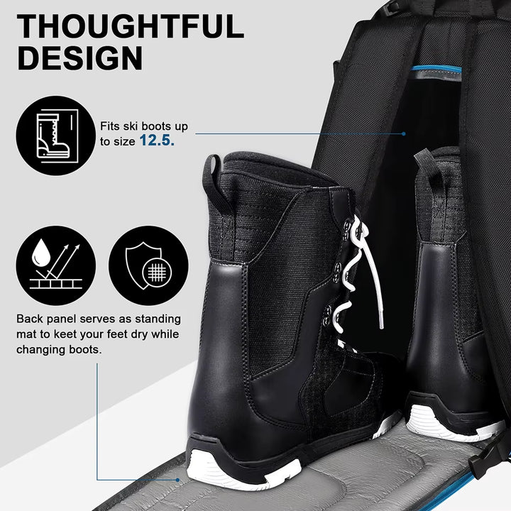 50L Outdoor Ski Bag Large Capacity Waterproof Breathable Skiing Boot Backpack Storage Helmet Coat Hang Skis Adjustable 스키